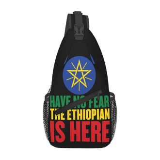 Generic Ethiopia Flag The Ethiopian Is Here Sling Bag Lightweight Crossbody Bag Trendy Backpack For Traveling Shopping Camping