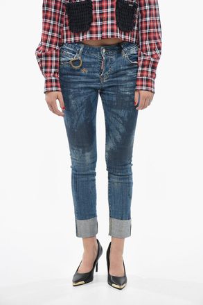 Dsquared2 Stretch Denim Jeans COOL GIRL with Metal Monogram 15cm Dsquared2