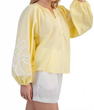 Glam Airline Long Sleeve Blouse In Butter Yellow