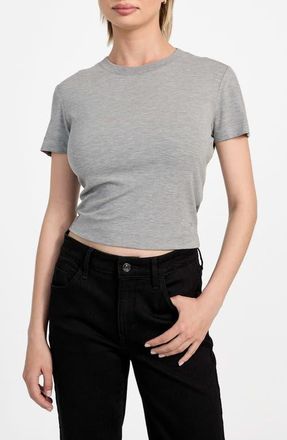 Guess Basic Crop Mini Logo T-Shirt in Marble Heather at Nordstrom, Size X-Small
