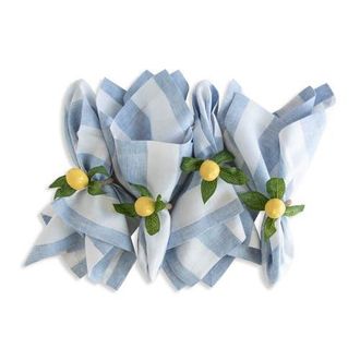 Solino Home Linen Dinner Napkins - Cabana Stripe, 20 x 20 in Sky Blue And White at Nordstrom, Size Large