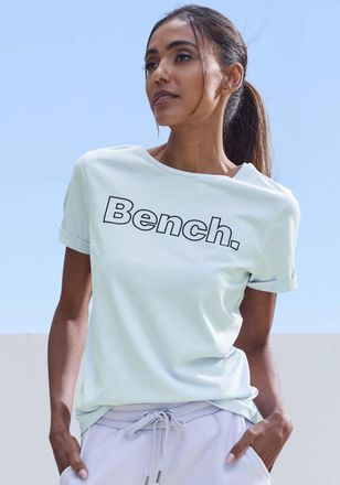 Bench T-Shirt BENCH. LOUNGEWEAR, Damen, Gr. 32/34, 1x hell blau, 1x schwarz, Single Jersey, Obermaterial: 100% Baumwolle, unifarben, Basic, Shirts T-Shirt, 
