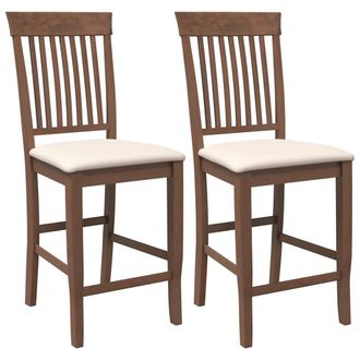 vidaXL Taburetes De Bar Con Cojines, 2 Unidades, Madera Maciza Marr&oacute;n, Goma Vidaxl