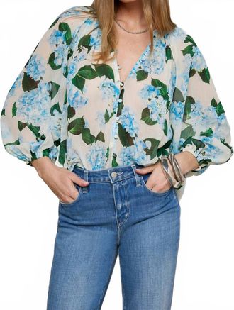 L'agence Teagan Blouse In Ivory Light Blue Hydrangea
