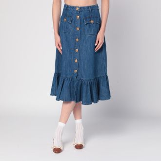 Valentino Blue denim midi skirt