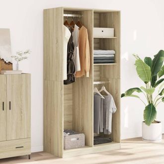 Berkfield Home Wardrobe Sonoma Oak 100x50x200 cm Engineered Wood in Light Oak | Size: 100 x 50 x 200 cm