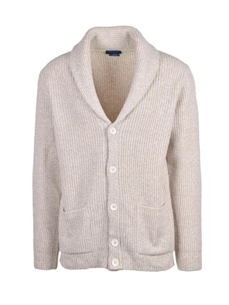 Daniele Fiesoli White Wool-Blend Shawl Collar Cardigan