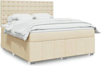 vidaXL Cama Box Spring Con Colch&oacute;n Tela Color Crema 180x200 Cm Vidaxl