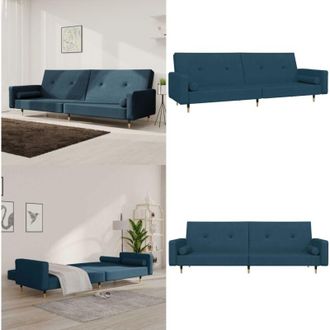 vidaXL Divano Letto a 2 Posti con 2 Cuscini Blu in Velluto - Divano a 2 posti - Letto a 2 posti