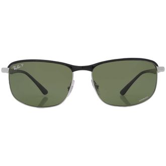 Ray-Ban Chromance Polarized Dark Green Rectangular Unisex Sunglasses RB3671CH 9144P1 60