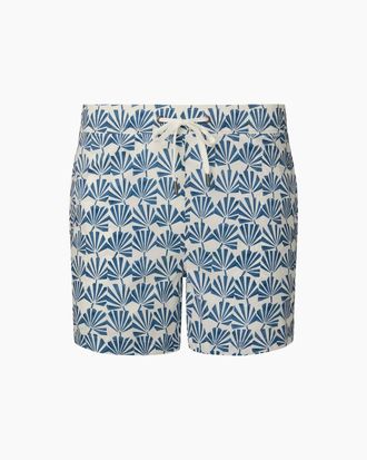 Onia Mens Charles 5 Swim Trunk In Geo Palms Dark Blue Multi