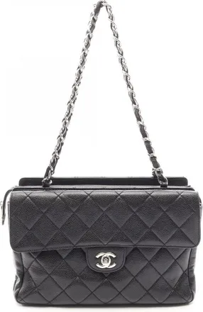 Chanel Black Grained Calfskin Handbag Tote Bag (Pre-Owned)