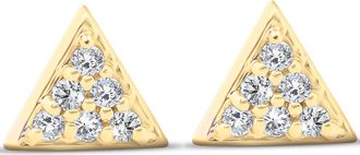 Pompeii3 14k Yellow Gold Triangle Pave 1/10 Ct Diamond Delicate Spike Studs Womens Earrings