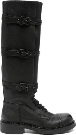 P.A.R.O.S.H. buckle-strap lace-up boots - women - Calf Leather/Leather/Calf Leather - 39 - Black
