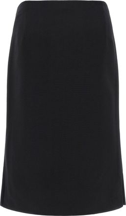 Fendi Wool-Silk Blend Pencil Skirt - black