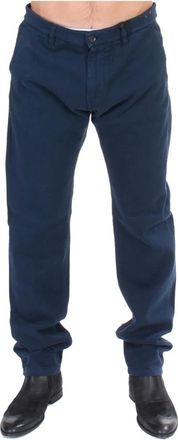 Gianfranco Ferre Blauwe Katoenen Stretch Chino Broek - Heren - Chinos - Blauw - M - Katoen - Broeken