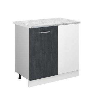 Vicco Armario De Esquina R-line, Hormig&oacute;n Negro, 86 Cm Et M&aacute;rmol
