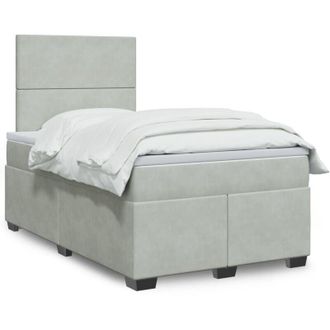 vidaXL Vidaxl - Cama Box Spring Con Colch&oacute;n Terciopelo Gris Claro 120x190 Cm
