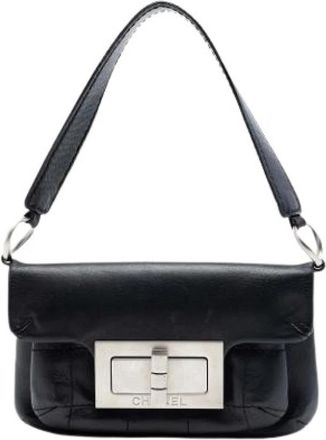 Chanel Pre-owned Vintage Flap Shoulder Bag - Dames - Vintage Schoudertas - Zwart - ONE Size - Leer - Vintage