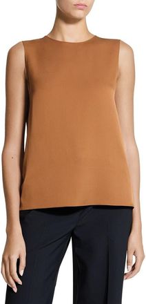 Theory Sleeveless Silk Blouse in Bright Cognac at Nordstrom, Size Xx-Large