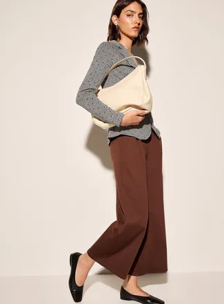 Ichi Womens Structured jersey pleated cropped pant