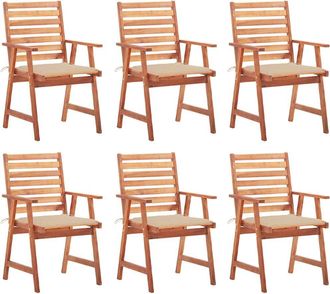 vidaXL Vidaxl - Sillas Comedor De Jard&iacute;n Y Cojines 6 Uds Madera Maciza Acacia