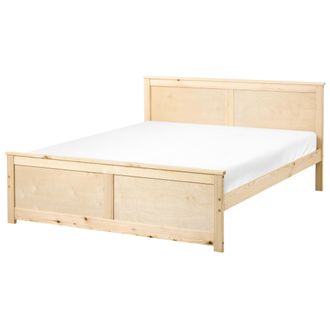 Beliani Cama De Madera De Pino Mdf De Abedul Estilo Escandinavo 140 X 200 Cm Natural Dauphin