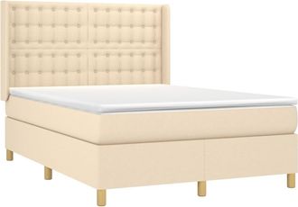 vidaXL Vidaxl - Cama Box Spring Colch&oacute;n Y Luces Led Tela Crema 140x200 Cm