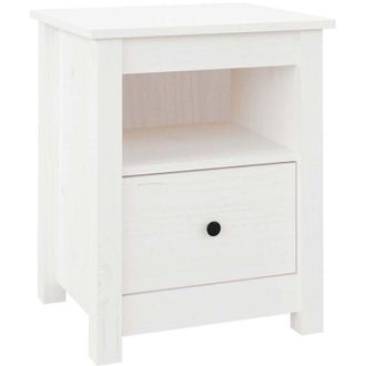 vidaXL Bedside Cabinet White 40x35x49 cm Solid Wood Pine Vidaxl