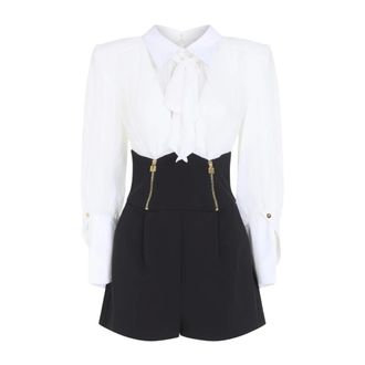 Elisabetta Franchi Mono corto con camisa de georgette y shorts - Jumpsuits & Playsuits - Mujer - Multicolor - S