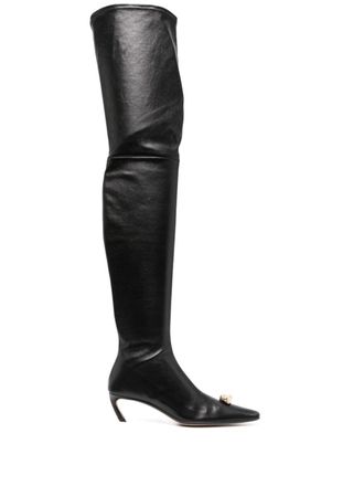 Lanvin Swing crystal-embellished boots - women - Lamb Skin/Calf Leather/Calf Leather - 36 - Black