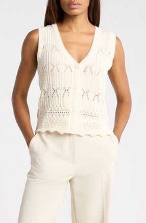 T Tahari Crochet Sweater Vest in Cream at Nordstrom Rack, Size X-Large