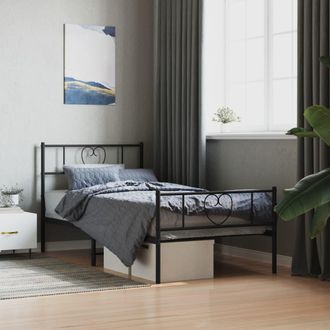 vidaXL Estructura Cama Sin Colch&oacute;n Con Estribo Metal Negro 75x190 Cm Vidaxl