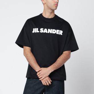 Jil Sander Schwarzes, kastenf&ouml;rmiges T-Shirt mit Logo