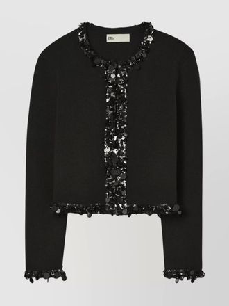 Tory Burch sequin trim wool-cashmere cardigan
