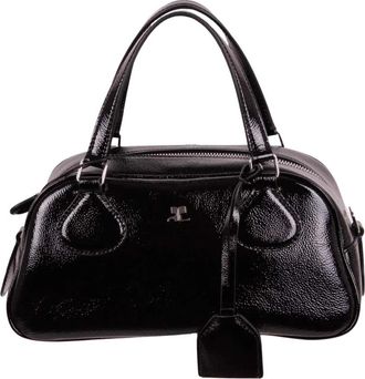 Courr&egrave;ges Naplack Calfskin Bowling Bag - Dames - Handtassen - Zwart - ONE Size - Leer - Tassen