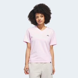 adidas T-Shirt ADIDAS SPORTSWEAR SUMMER SLIDE GRAPHIC MIT V-AUSSCHNITT, Damen, Gr. XXL, clear pink, Obermaterial: 100% Baumwolle, Shirts T-Shirt