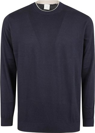 Eleventy Trui met lange mouwen - Heren - Ronde hals truien - Blauw - XL - Katoen - Truien & Vesten
