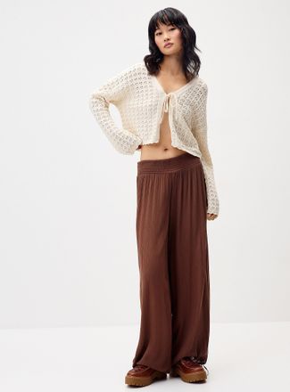 Twik Womens Smocked-waist crinkled-finish pant