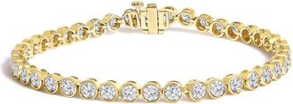 House of Brilliance 10K Yellow Gold 8.0 Cttw Bezel Set Round Diamond Tennis Bracelet