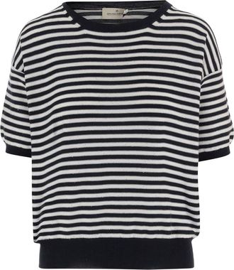 Bruno Manetti Black Stripes Crew Neck Sweater