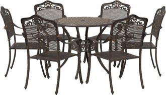 vidaXL Garden Dining Set 7 pcs Bronze 90 x 90 x 75 cm Cast Aluminium vidaXL
