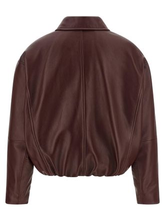 Brunello Cucinelli Womens Bordeaux Calfskin Leather Jacket Clothing