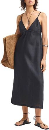 Vitamin A Zella Linen Cover-Up Maxi Dress in Black at Nordstrom, Size X-Small