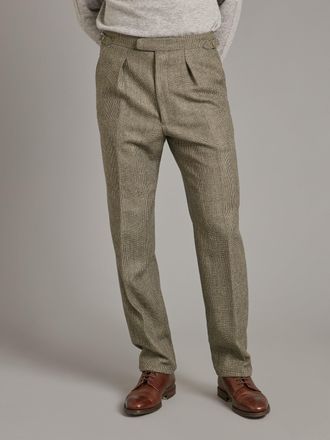 Oliver Brown Pleated Trousers - Nailhead Cool Sage