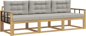 vidaXL Conjunto De Sof&aacute;s De Exterior 3 Uds. Blanco Y Gris Claro Vidaxl