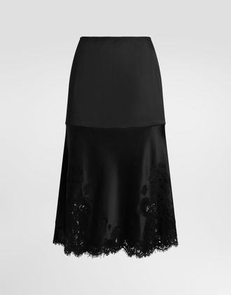 Dolce & Gabbana Satin Skirt - Woman Skirts Black Silk 38