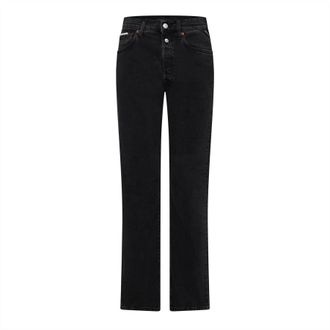 Replay Damesjeans van katoenen denim met dubbele knoopsluiting en recht model (Zwart)