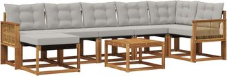 vidaXL Conjunto De Sof&aacute;s De Exterior 8 Uds. Natural Y Gris Claro Vidaxl