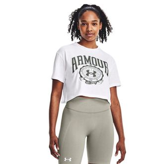Under Armour Womens Collegiat Short Sleeve Crop T-Shirt White L